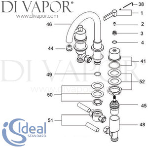 Ideal Standard Silver Bath Filler Rim Mounted Deck 3 Hole Tap Spare Parts - IDL DV 284
